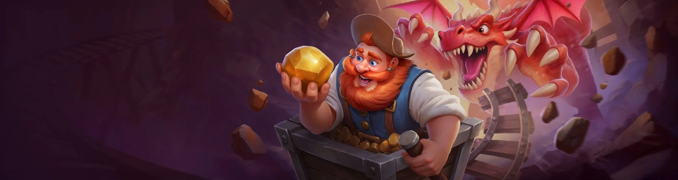 Dragonia casino artwork showing a miner and a red dragon