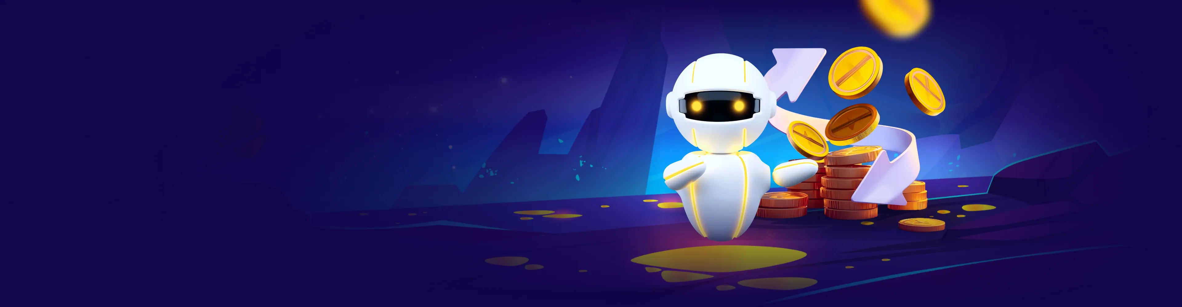 Official EvoSpin artwork showing a robot and casino coins